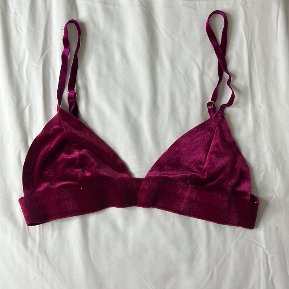 Wine Velvet Bralette - Urban Outfitters